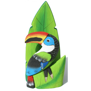 Fabriqué à la main Toucan oiseau porte-serviettes en bois de balsa porte-serviettes coloré cèdre cuisine bois artisanat boîtes en bois signes muraux - Product Image 1