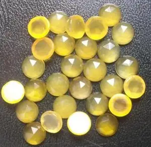 6mm tự nhiên màu vàng Chalcedony lỏng vòng Rose cut Cabochon đá quý giá bán buôn tự nhiên tốt màu vàng đá giá thấp
