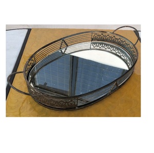 Nuevo diseño de metal decorativo forma Oval bandeja con espejo de vidrio para bodas/A - Product Image 1