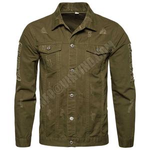 Chaqueta de mezclilla para hombre, abrigo grueso con agujeros, Jeans sólidos, desgastados, otoño - Product Image 4