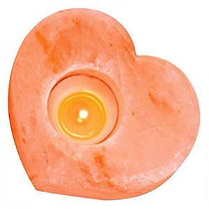 Portavelas de Cristal con Forma de Corazón de Sal Iónica del Himalaya - Material Orgánico Hecho a Mano con Impresión Digital para Decoración del Hogar y Bodas - Product Image 1