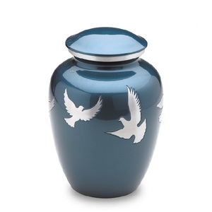 Urne funéraire en marbre de frêne blanc cinéraire sur mesure/urne funéraire en métal en laiton fournisseur funéraire imprimé au feu bleu - Product Image 5