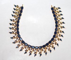 53.41g A + güzel tasarım mavi safir altın kaplama küpe, kolye ve takı kolye seti - Product Image 3