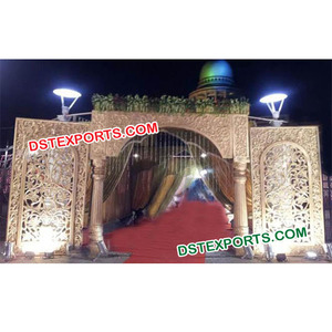Puerta de bienvenida tradicional de boda india, paneles de fibra dorada, puerta de entrada, estilo Rajasthani, puerta de bienvenida de boda - Product Image 1