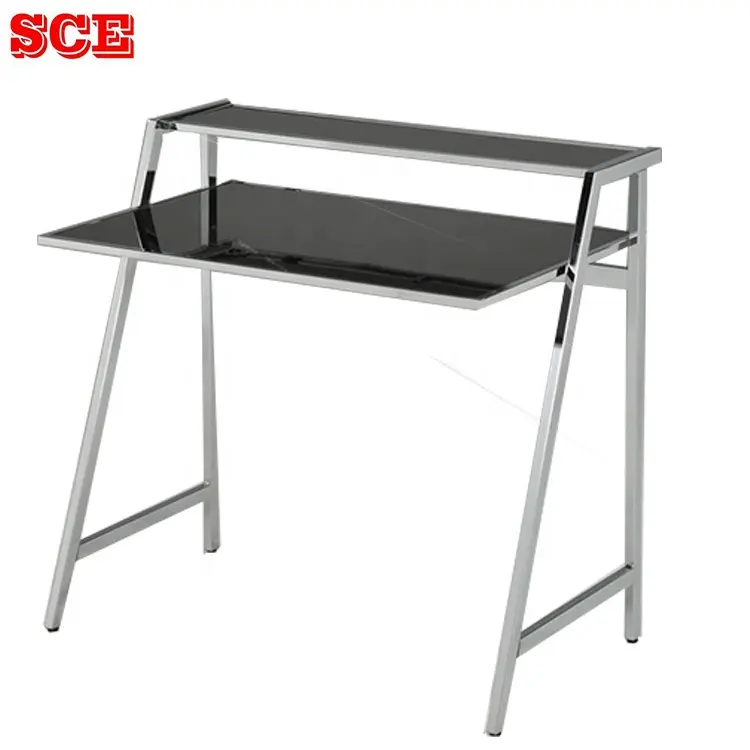 TAIWAN SPECIAL DESIGN GLASS TOP BLACK PRINTED laptop table used unique computer desk