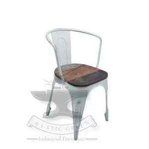 Vintage Metal & Reclaimed Wood Cafe Dining Chair
