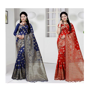 Sari de seda Banarasi indio, Ropa Étnica tradicional para mujer, diseño de tejido manual, fabricante disponible al mejor precio - Product Image 1