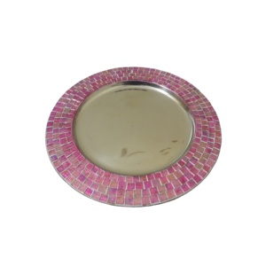 Vaisselle de mariage, assiette de service en métal, assiette décorative en mosaïque, assiette de service arrondie décorative - Product Image 1