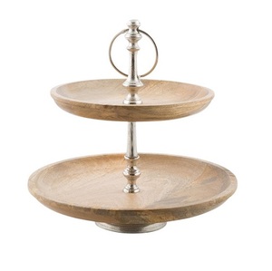 Hermoso soporte de pastel de metal de 2 niveles para exhibición de pasteles decorativos en fiestas - Product Image 1