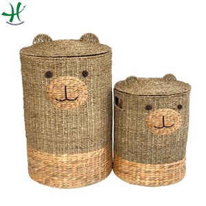 European Style Fashion Household Storage <b>Basket</b> Natural Seagrass and Water Hyacinth Pineapple Shape Laundry <b>Hamper</b> - Product Image 3