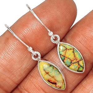 Pendientes de piedras preciosas de ópalo etíope con forma de marquesa de Plata de Ley 925, joyería mayorista ODM OEM, joyería para mujer - Product Image 1