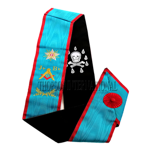 Delantal maestro MB de Rito Francés, cuello de tela de cuero bordado, punto de cruz, Regalia masónica, bordado artesanal - Product Image 4