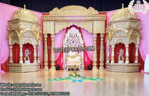 Scène de réception de mariage indien en bois, scène de Style raiwati pour les mariages royaux, Rajasthani, - Product Image 5