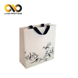 Sac à provisions de papier kraft blanc d'impression fait sur commande écologique avec le ruban - Product Image 3