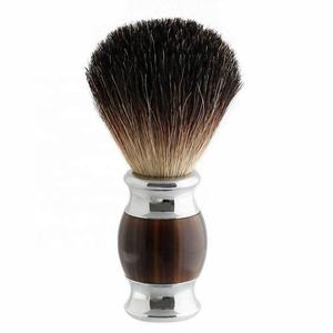 Blaireau de rasage personnalisé en gros avec manche en acier inoxydable et en bois avec une option de logo - Product Image 1