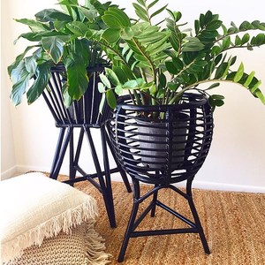 Black Rattan Flower Pot Holder <b>Plant</b> <b>Stand</b> Garden Home Decor - Product Image 4