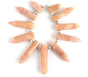 Pierre précieuse de jaspe de corail naturel à facettes pointues en forme de crayon perles de Briolette pour la fabrication de bijoux faits à la main - Product Image 3