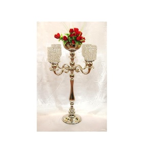 Hot Vantage Moderne En Laiton Style Moderne 5 Bras Bougeoir En Cristal avec Vase Bol Fait À La Main Fantaisie Indien Classique Candélabre - Product Image 1