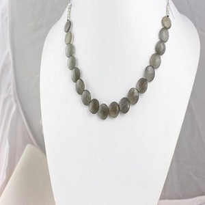 มูนสโตนธรรมชาติสีเทารูปทรงเหรียญทำจากโลหะ,ลูกปัด Briolette สำหรับทำเครื่องประดับอัญมณีการแตกหัก - Product Image 2