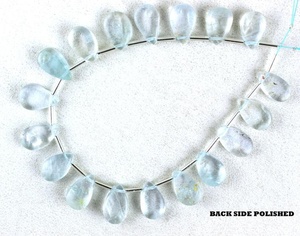 Pierre naturelle aigue-marine de qualité AAA en forme de poire pierre bleue pour la fabrication de bijoux vernis à l'arrière avec coupe de style de collection - Product Image 4