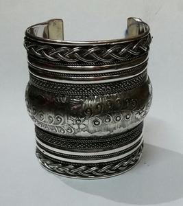 <b>Silver</b> Plated Brass Wide Hand <b>Cuff</b> <b>Bracelet</b> - Product Image 1