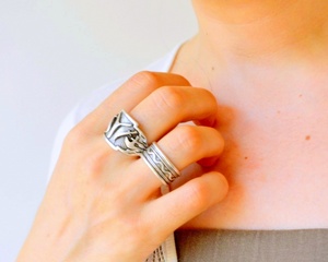 KAYI Auténtico Antiguo Turquía Bandera Ertugrul Anillo Sello Otomano de Moda con Símbolo DE LA Tribu Turca - Product Image 5