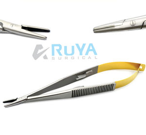Castroviejo 14cm porte-aiguille dentelé pince dentaire droite en acier inoxydable pointe en carbure de tungstène mécanisme de verrouillage chirurgical - Product Image 1