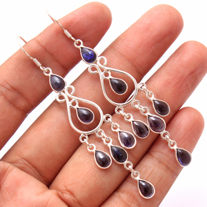 Labradorite แท้นิลมูนสโตน Lolite คาร์เนเลียนพลอยต่างหู925เงินสเตอร์ลิงเครื่องประดับผู้หญิงห้อยต่างหู - Product Image 2