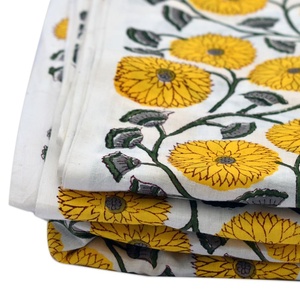 Indian Organic Cotton Fabric Sustainable Floral Block Printed Handmade Girls Running Dressmaking Shirt Cover Lightweight Bag - Product Image 3