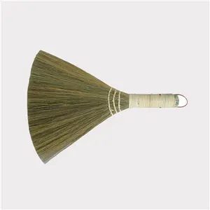 indoor sorghum grass broom with short handle/rattan handle handicraft