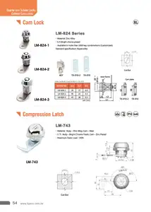 Vending Lock LM-824-3 Vending Machine Tubular Pin Tumbler Key Cylinder Cam Lock