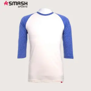 Magliette in cotone manica raglan 3/4 a contrasto di colore sfuse