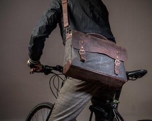 Bolso Bandolera de Cuero y Lona Encerada para Portátil, para Hombre y Mujer, TRM-0001 - Product Image 4