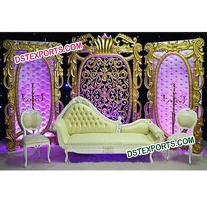 เวทีแต่งงานฉากหลังทองเฟรมการออกแบบใหม่กรอบรูปฉากหลังแผงการออกแบบล่าสุดเส้นใยกรอบสีทอง - Product Image 1