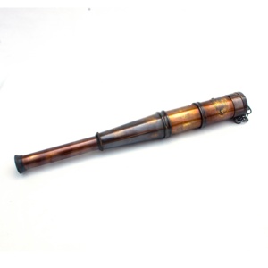 Telescopio de Mano Estilo Antiguo Náutico de Latón, Madera y Cuero con Diseño de Antorcha de 14 Pulgadas, Hecho a Mano - Product Image 3