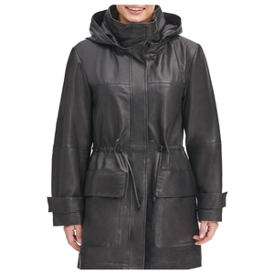 Veste en cuir finition dégradée pour femme à la texture robuste idéale pour les amateurs de grunge streetwear d'inspiration vintage - Product Image 1