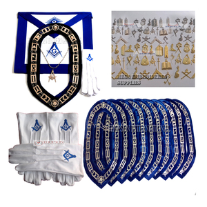 Delantal bordado Master Mason, cinta de base de Lodge azul, tela de cuero, parche de cuello de cuero para costura de punto de cruz - Product Image 1