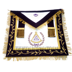 Grand Lodge Tablier maçonnique en cuir et tissu brodé à la main Patch de broderie élégant inclus - Product Image 2