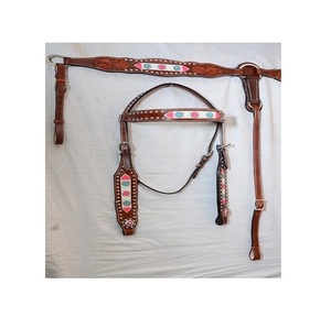 Premium 100% Leather Western Head Stall & Breastplate Productos para caballos totalmente personalizados - Product Image 5