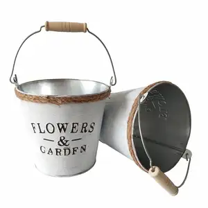 Wit Wassen Bloem Vintage Emmer Huis & Tuin Decoratieve Iron Emmer Handgemaakte Ontwerp Bloem Emmer