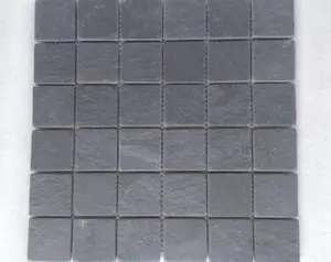Himachal黑板石马赛克墙板古典风格石板地板天然石材马赛克厂家价格黑色石板马赛克