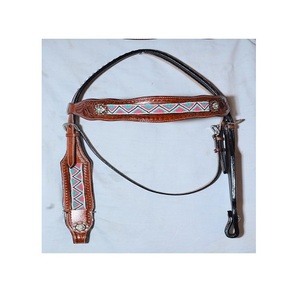 Harnais de tête et plastron en cuir de qualité supérieure pour cheval, marque LLT, modèle LLTHP-8011, personnalisable, MOQ 25 pièces, fourni par l'Inde - Product Image 2