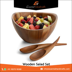 ชุดเครื่องใช้บนโต๊ะอาหารทำจากไม้ทนทานชุดชามสลัดช้อนสำหรับเสิร์ฟผลไม้ผักสลัด - Product Image 5