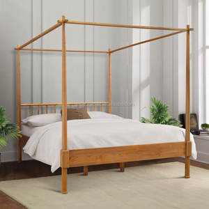 Poster de lit Santoz en bois de teck massif Lit de maison antique 180x200x210cm - Product Image 1