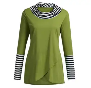 Nieuwe Aankomst Vrouwen Casual Lange Mouwen Halter Hals T-shirt Blouse Tops Vrouw Casual Top T-shirt Collectie Uit Bangladesh