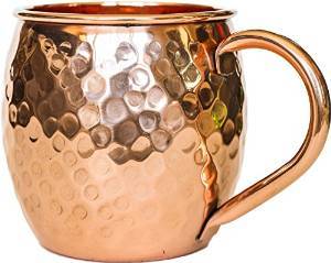 Set of 4 Pcs <b>Copper</b> Mug Hammered Finished With Brass <b>Handle</b> for Cold Drink Beer Drinking Kitchen Bar and Restaurants Use - Product Image 4