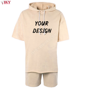 Pantalones cortos personalizados para hombre, Sudadera con capucha y mangas, logotipo personalizado, precio competitivo, chándal polar, venta al por mayor, diseño superior, chándal, pantalones cortos de gimnasio - Product Image 5