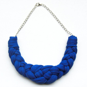 Cobalt Blue Cotton Necklace, Blue Jewelry, Royal Blue Necklace - Product Image 1