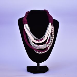   Bufanda de hilo de tela Bordeaux Hecho a Mano con Amor - collar reciclado - Product Image 1