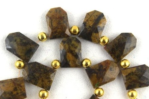 Cuentas de Briolette facetadas de jaspe de miel con forma hexagonal de alta calidad, piedras preciosas naturales para hacer joyas DIY, venta al por mayor - Product Image 2